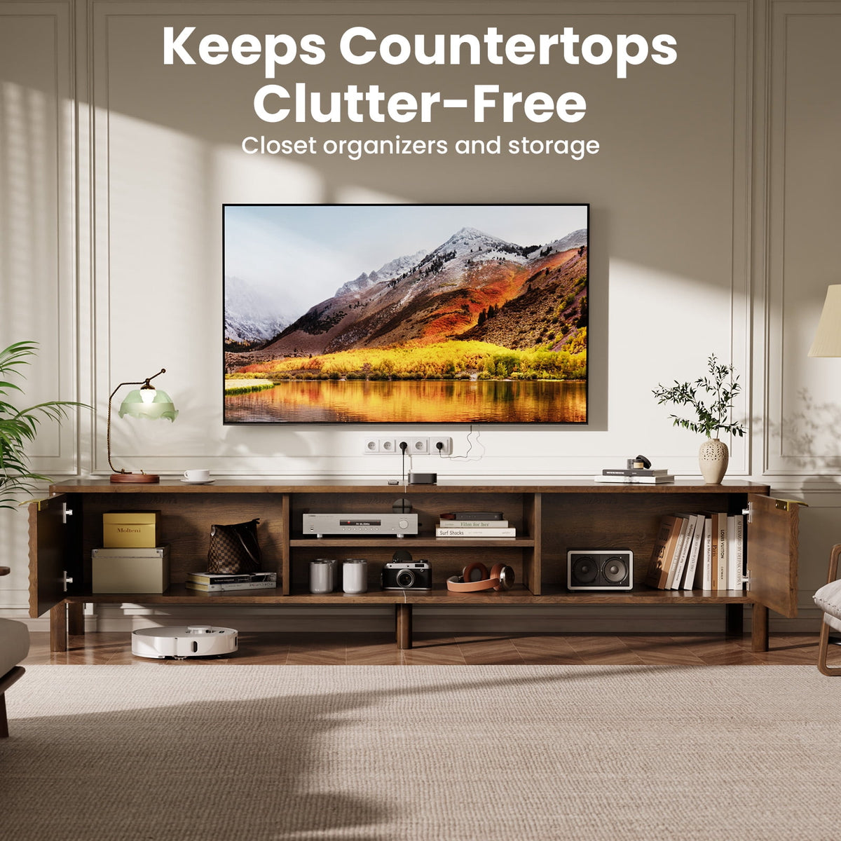 Fluted Mid-Century TV Stand for TVs up to 75"