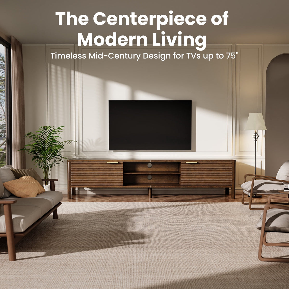 Fluted Mid-Century TV Stand for TVs up to 75"