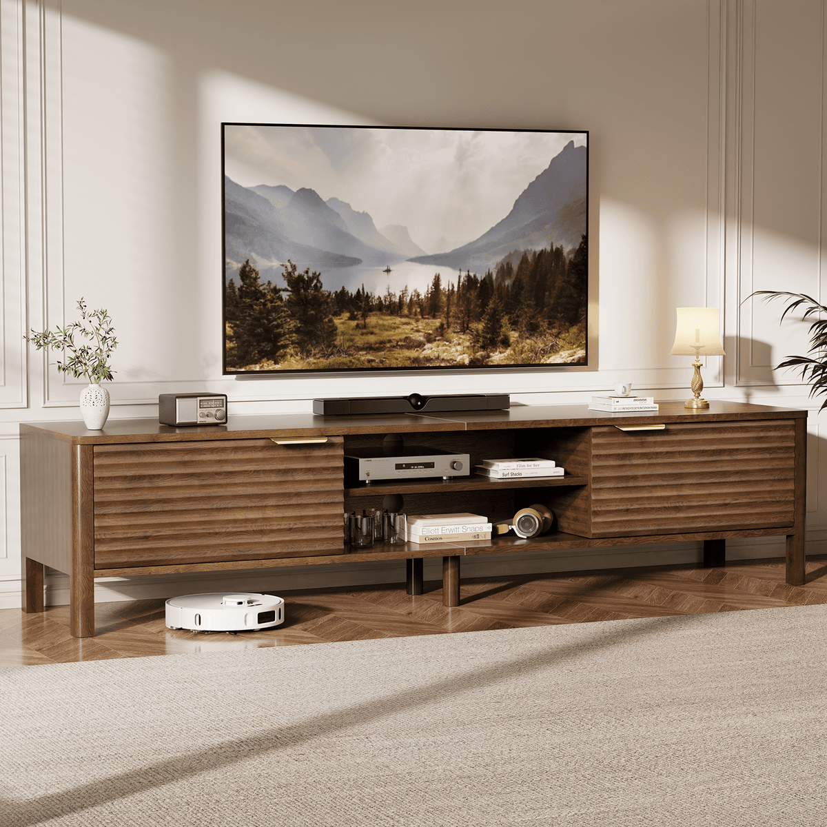 Fluted Mid-Century TV Stand for TVs up to 85"